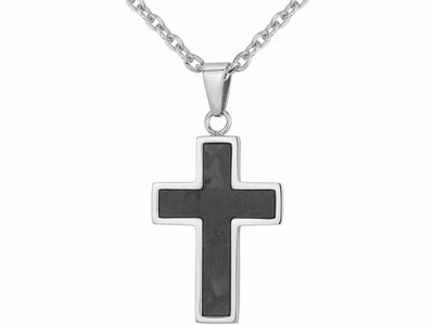 Phebus | Collier | Acier Inoxydable | Carbone Forgé | Croix | 75-0320