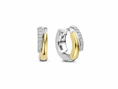 Ti Sento | Boucles d'Oreilles | Créoles | Bicolore | Oxyde de Zirconium | 14mm|78052ZY