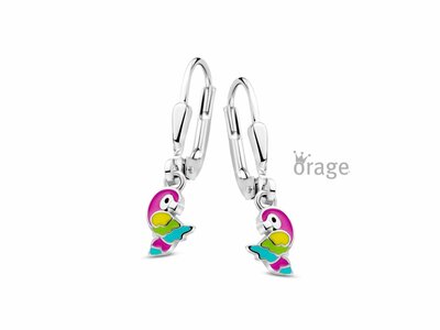 Loumya Gold "Or" | Boucles d'Oreilles | Argent | Multicolore | Perroquets | K3167