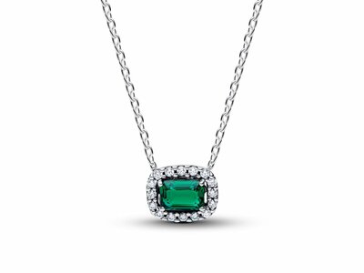 Pandora | Collier | Halo Vert Scintillant Rectangulaire | 394503C01