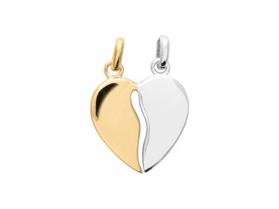 Bijoux  Paris | Pendentif | Argent Bicolore | Coeur | Personnalisable | 15mm | 24810303
