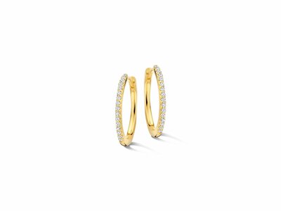Naiomy Silver | Boucles d'Oreilles | Créoles |Plaqué Or | Oxyde de Zirconium | 20mm | N5E73