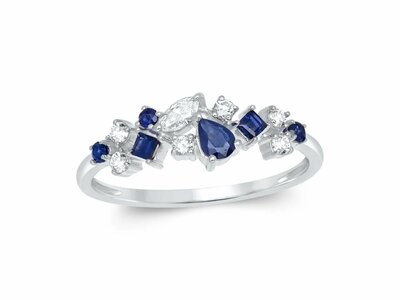 Loumya Gold "Or" | bague | Or Blanc | Diamants 0.22ct | Saphirs 0.31ct | SAKC14-18W