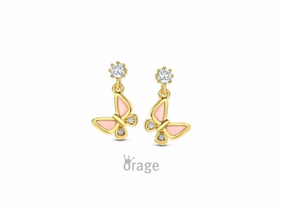 Orage Kids | Boucles d'oreilles | Plaqué or | Oxyde de Zirconium | Papillons | K3101