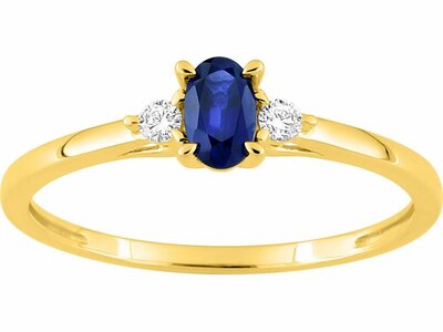 Diamants de Laboratoire | Bague | Or Jaune 9K | Saphir Synthétique | Diamants Labo 0.06ct | 9KLGS108Y
