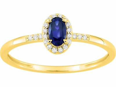 Diamants de Laboratoire | Bague | Or Jaune 9K | Saphir Synthétique | Diamants Labo 0.07ct | 9KLGS100Y