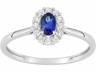 Diamants de Laboratoire | Bague | Or Blanc 9K | Saphir Synthétique | Diamants Labo 0.16ct | 9KLGS102W