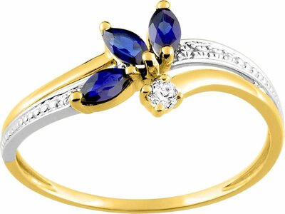 Loumya Gold "Or" | Bague | Or Jaune 9K | Saphirs | Oxyde de Zirconium | 09PG28BSZ