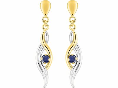 Loumya Gold "Or" | Boucles d'Oreilles | Or Bicolore 9K | Saphirs | 9K8365S