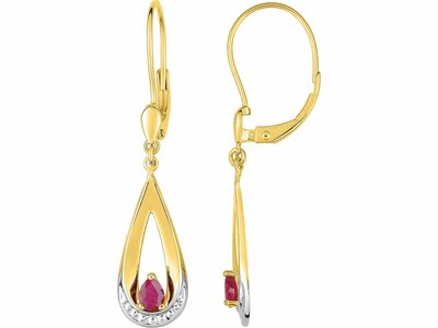 Loumya Gold "Or" | Boucles d'Oreilles | Or Jaune 9K | Bicolore | Rubis | 9KGL383BR