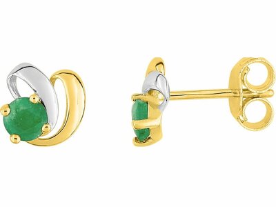 Loumya Gold "Or" | Boucles d'Oreilles | Or Jaune 9K | Bicolore | Emeraude | 9KGJ213BE