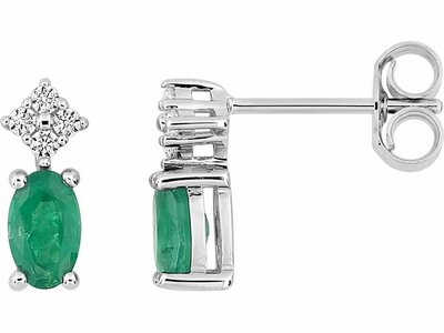 Loumya Gold "Or" | Boucles d'Oreilles | Or Blanc 9K | Emeraudes | Oxyde de Zirconium|297354.E1