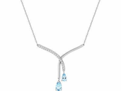 Loumya Gold "Or" | Collier | Or Blanc 9K | Topazes Bleues | Oxyde de Zirconium | 397341.T1