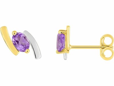 Loumya Gold "Or" | Boucles d'Oreilles | Or Bicolore 9K | Améthyste | 297139A3