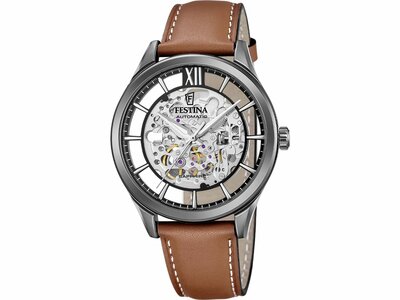 Festina | Homme | Automatique | Squelette | Cuir Brun | 42.8mm | F20794/1