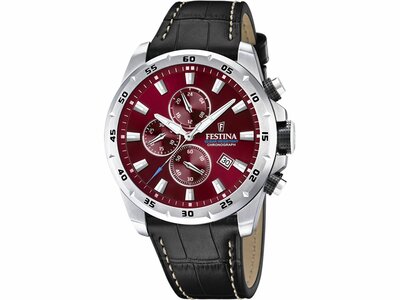 Festina | Homme | Quartz | Chrono | Cuir Noir | Bordeaux | F20692/5