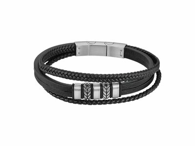 Lotus Style | Bracelet | Acier | Cuir | Noir | LS2590-2/1