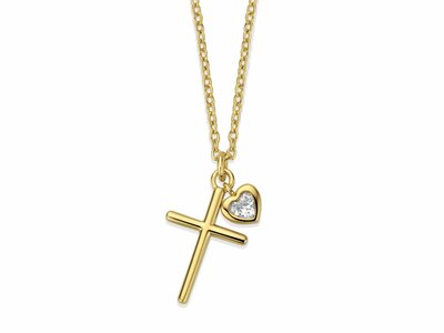 Naiomy Silver | Collier | Plaqué Or | Oxyde de Zirconium | Croix | Coeur | N6T64