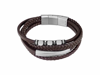 Lotus Style | Bracelet | Acier | Cuir | Marron | LS2593-2/2