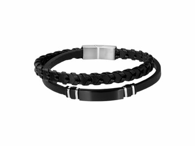 Lotus Style | Bracelet | Acier | Cuir | Noir | LS2617-2/1
