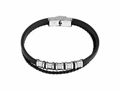 Lotus Style | Bracelet | Acier | Cuir | Noir | LS2636-2/1