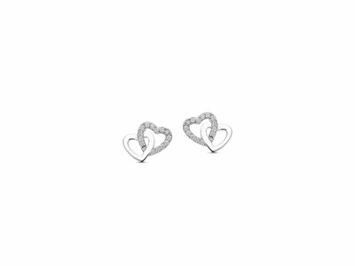 Naiomy Silver | Boucles d'Oreilles | Argent | Oxyde de Zirconium | Coeurs | N6H54