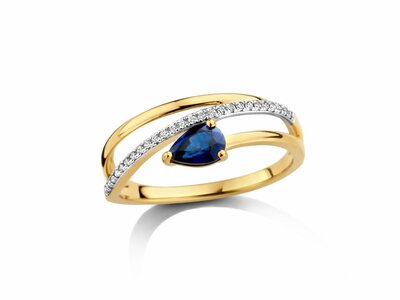 Loumya Gold "Or" | Bague | Or Jaune | Bicolore | Saphir Bleu 0.50ct | Diamants 0.07ct |D26-071
