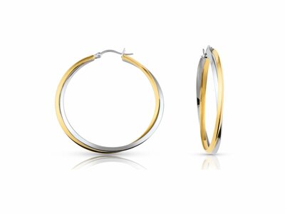 Loumya Steel | Boucles d'Oreilles | Créoles | Acier Inoxydable | Bicolore | 45mm|842-043.J