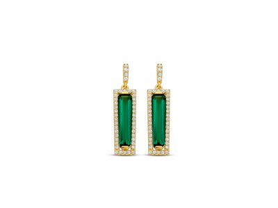 Naiomy Silver | Boucles d'Oreilles | Plaqué Or | Oxyde de Zirconium | Vert | N5L66