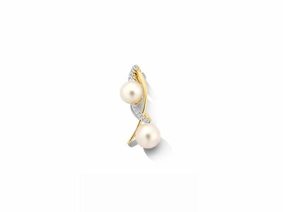 Loumya Gold "Or" | Pendentif | Or Jaune | Diamants 0.08ct | Perles Eau Douce | D26-157