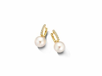 Loumya Gold "Or" | Boucles d'Oreilles | Or Jaune | Diamants 0.016ct | Perles | D26-158