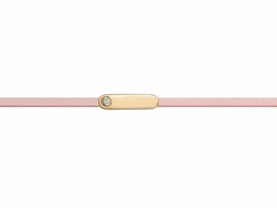 La Garçonne Diamant | Bracelet | Plaqué Or | Cuir Rose | Diamant 0.015ct | 26300056